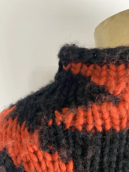 Vintage Ralph Lauren Wool Poncho Cape Southwestern Aztec Hand Knit Fringe . - Picture 9 of 10